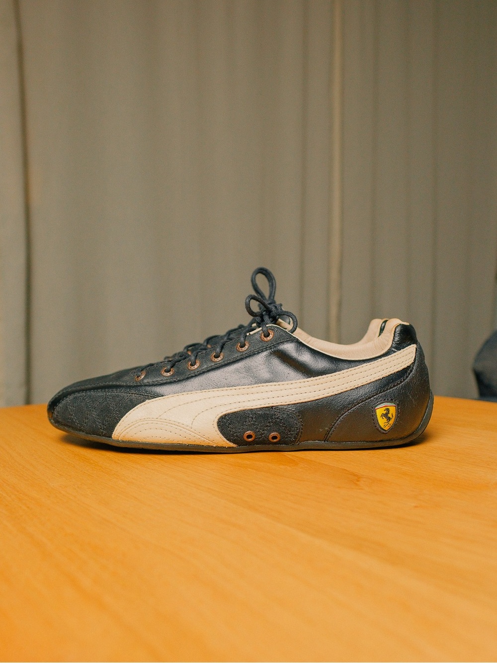 Rare PUMA x Ferrari Leather Driving Shoes Black Cream Quilted Suede US 9.5